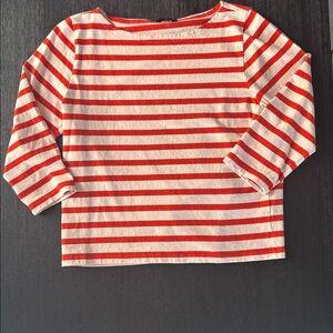J. Crew Red and Pink Striped Top